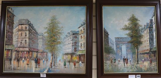 T. Casson, two French street scenes, 50 x 60cm and 50 x 40cm